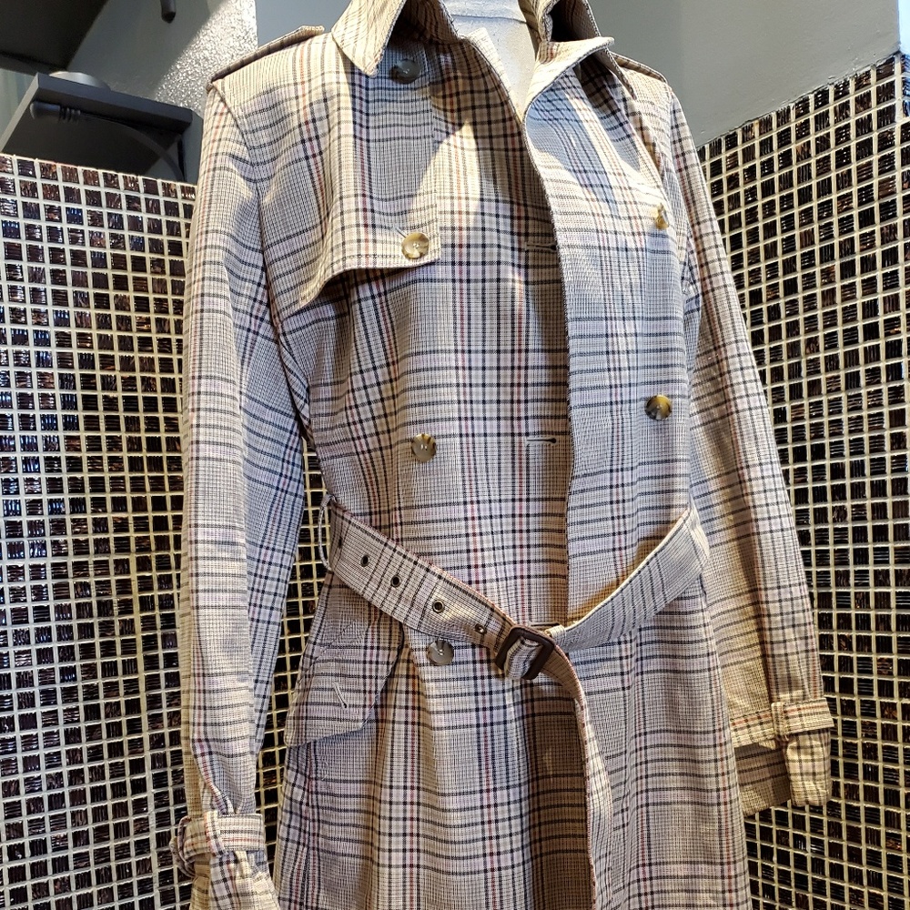 EXPRESS DESIGN STUDIO LADIES TRENCH COAT, STRIPED